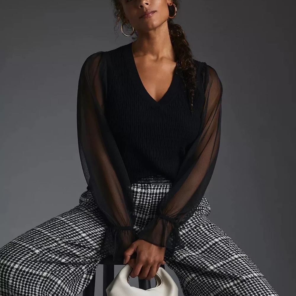 Anthropologie Black Fitted Blouse. NWT - Picture 7 of 14